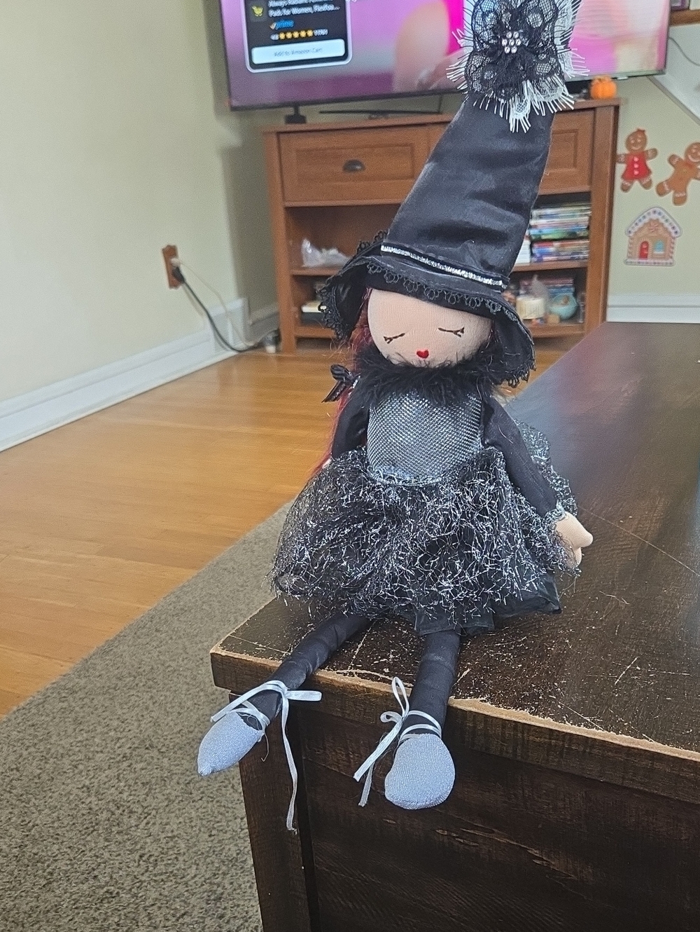Black Witch Doll Plush Toy for Kids - Decorative Soft Costume Doll